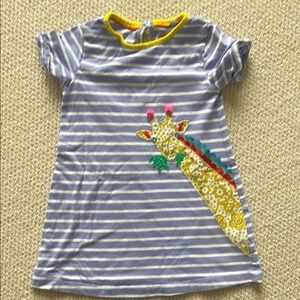 Mini Boden Striped Baby Tee with Giraffe Design